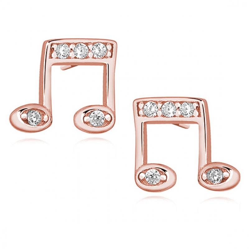 Cercei argint placati cu aur roz nota muzicala cu pietre DiAmanti Z1125E_RG-DIA (Argint 925‰ 1 g.)
